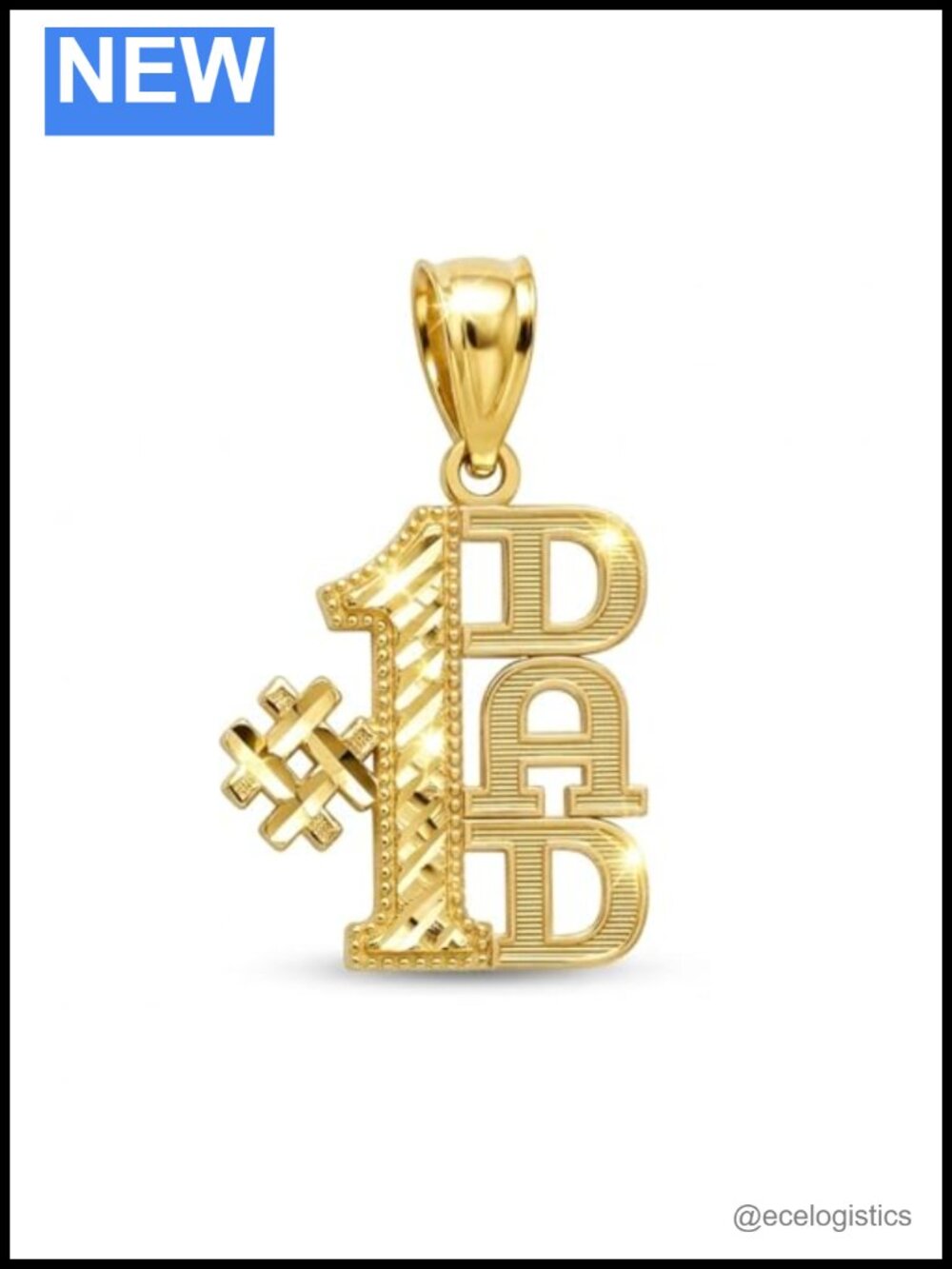 10K Solid Gold Number One Dad Charm for Bracelets & Necklaces